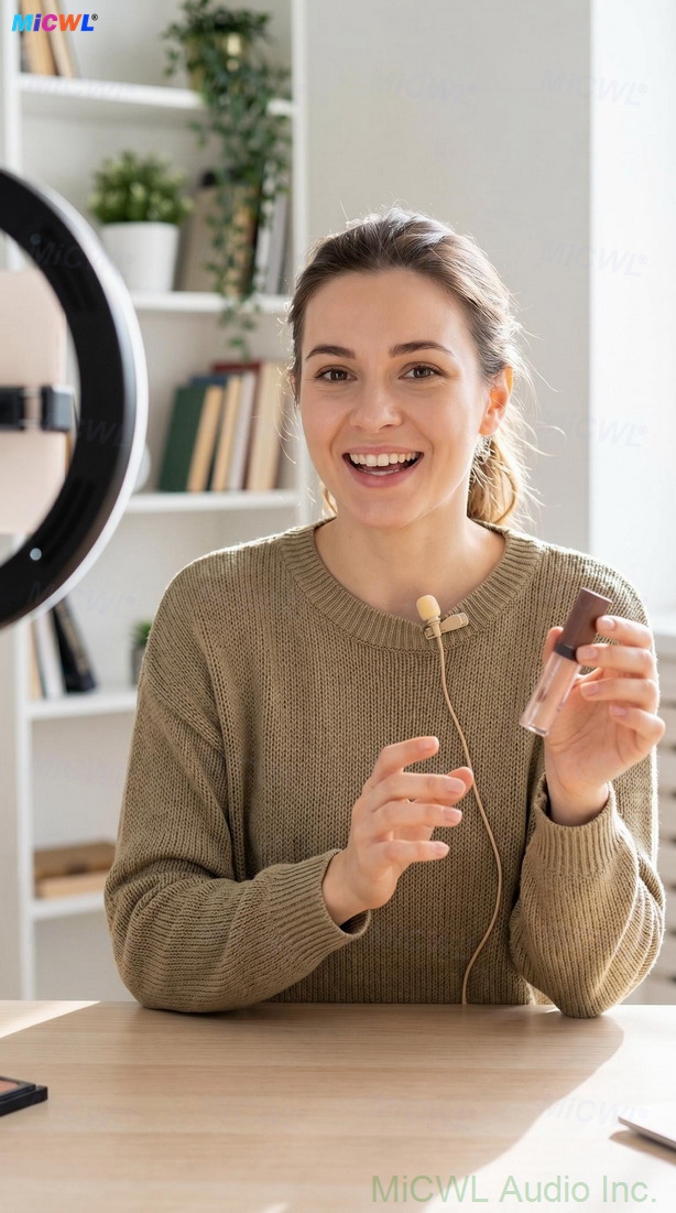 TL48 skin-tone lavalier microphone for Sennheiser wireless bodypack transmitter - front view