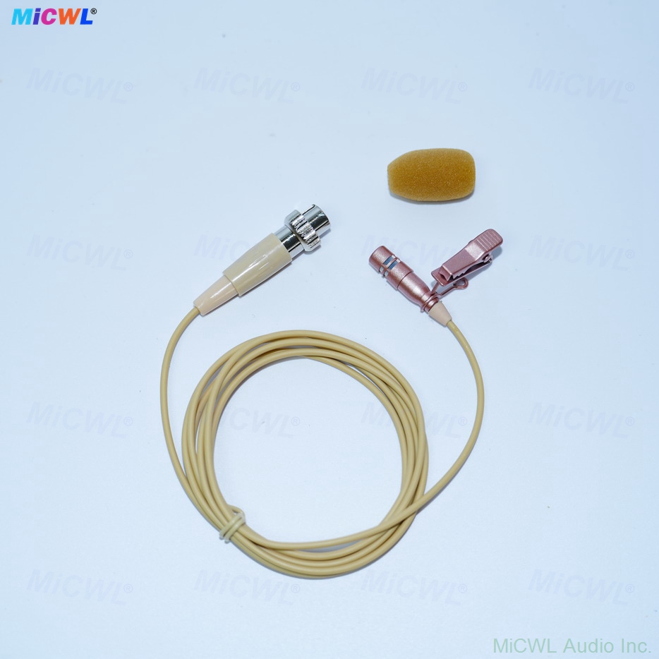 CM90-LV beige cardioid lavalier microphone with mini hidden clip and foam windscreen for Shure Sennheiser AKG bodypack