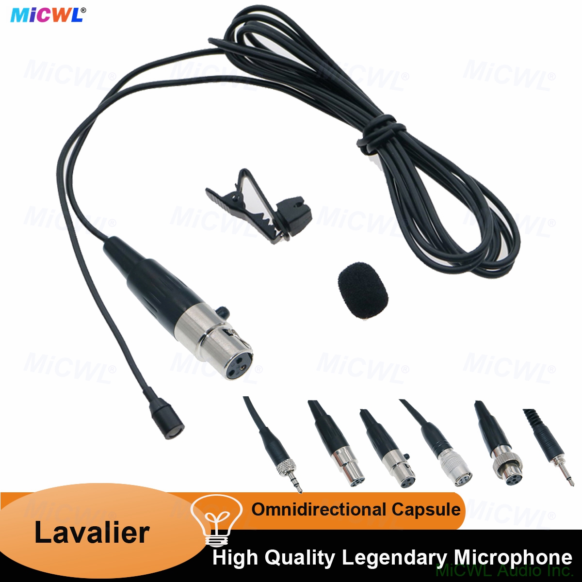 MiCWL L320 omnidirectional lavalier microphone TA4F connector for Shure bodypack black lapel mic with windscreen stage stream speech