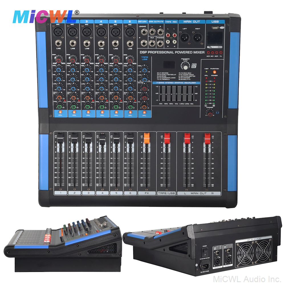 BG600 audio mixer top view channel strips and monitor controls
