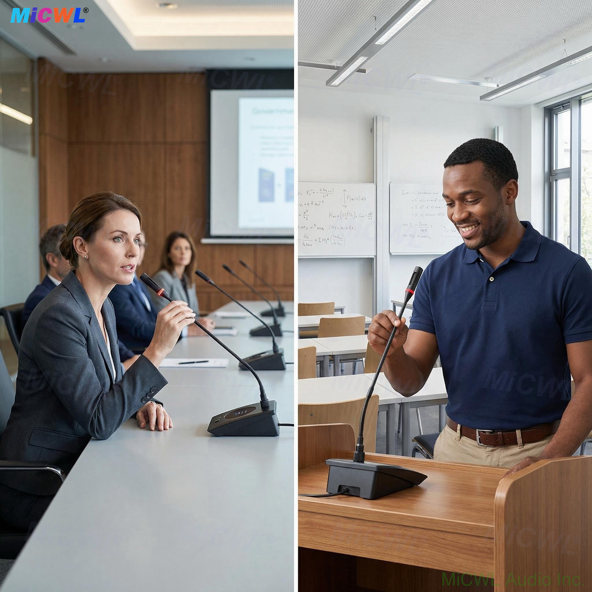 Digital wireless conference system host unit rear panel with antenna connections and audio outputs