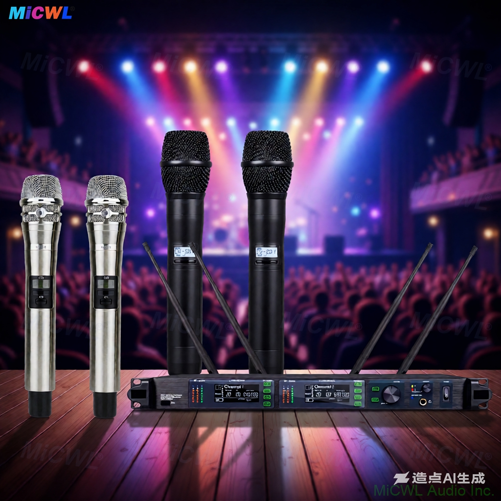 Complete AD4D-II dual channel wireless microphone package with receiver, two KSM8 transmitters, antennas, power supply and carrying case - ready for professional use