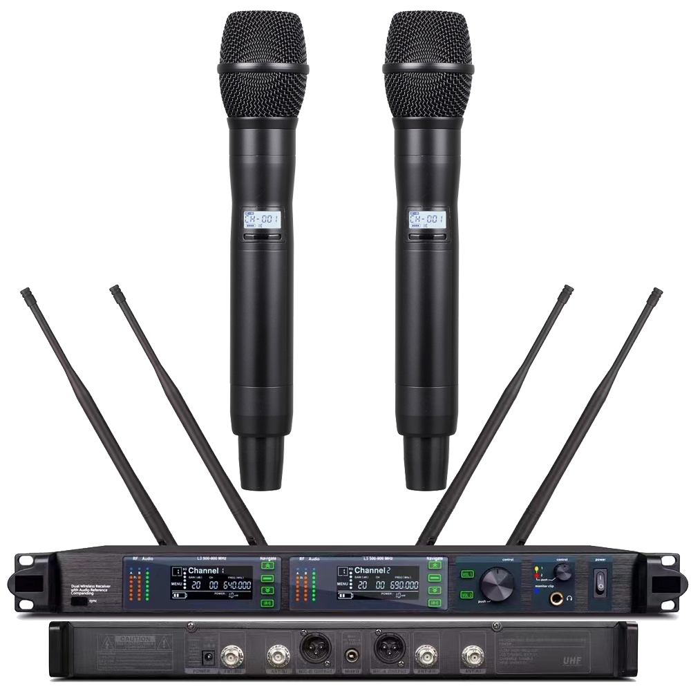 AD4D-II dual-channel UHF digital wireless microphone system with 2 KSM9 metal handheld mics 1U rack receiver LED display stage KTV church school