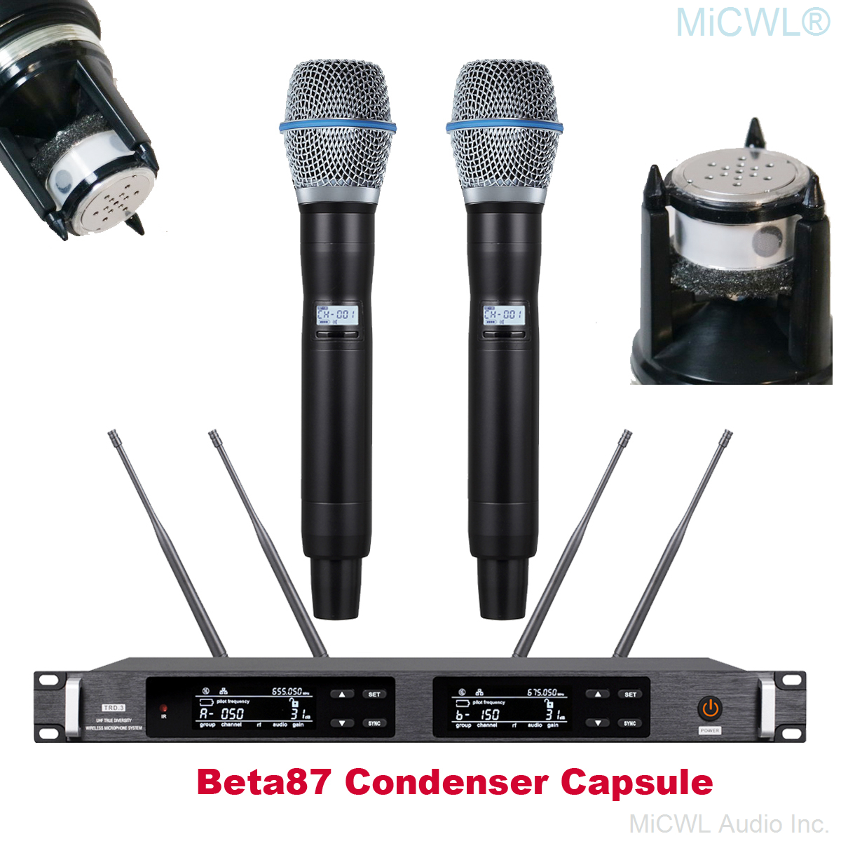 ULXD4D 2-Channel UHF Wireless Handheld System with 2 Beta87A Mics ULXD4D 2-channel UHF digital wireless handheld microphone system with 2 Beta87A supercardioid condenser capsules, 1U rack receiver, blue LED display, for stage concert KTV church hosting