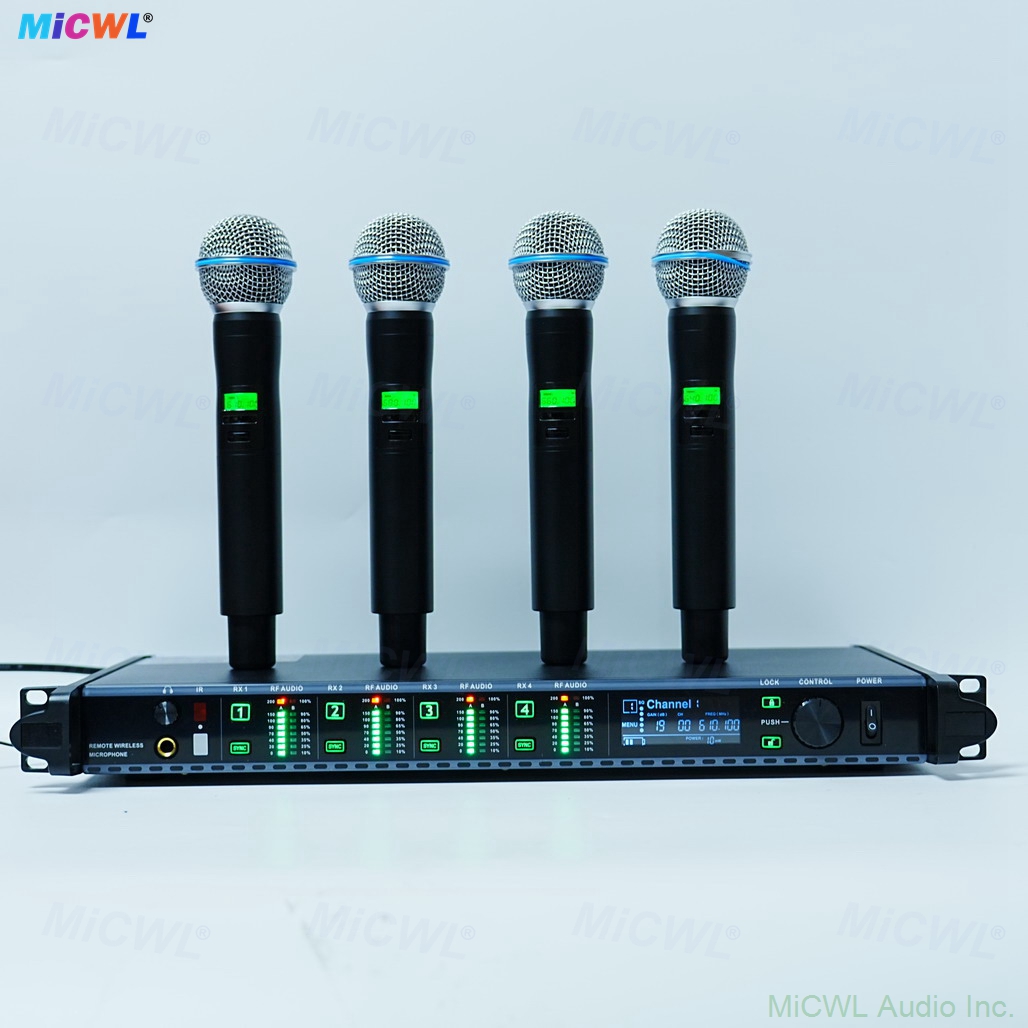 AD4Q wireless microphone system package with receiver handheld mics and accessories