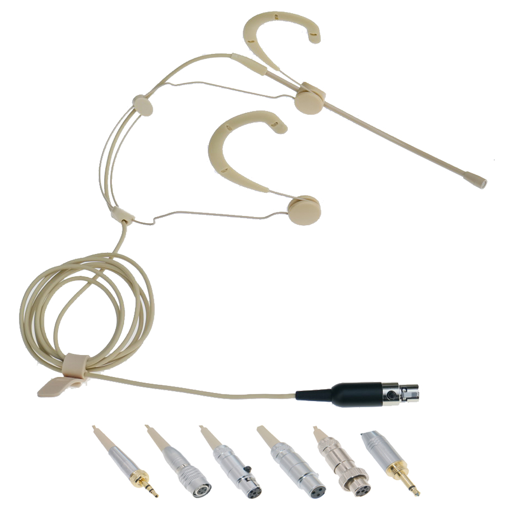 Beta-53 cardioid headset microphone beige color with TA4F connector compatible with Shure Sennheiser AKG wireless bodypack systems