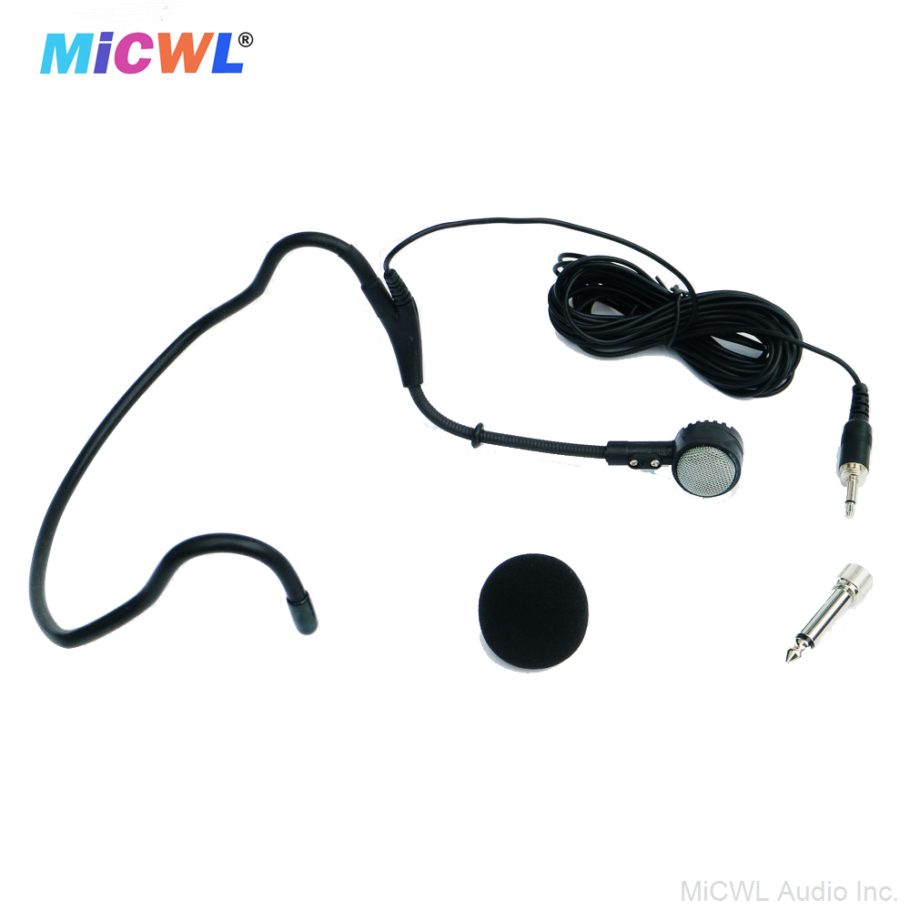 MiCWL CK20 dynamic cardioid hanging headset microphone with 5 meter cable and 6.35mm 3.5mm connectors for stage performance karaoke church singing noise cancelling lightweight headworn mic