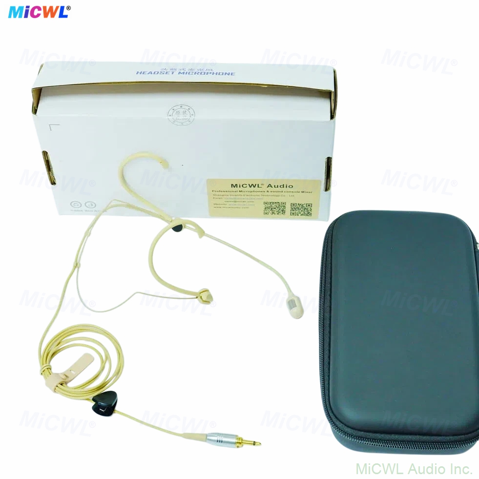 MiCWL S630 cardioid beige headset microphone with 3.5mm lock mono connector for wireless bodypack and computer – lightweight fixed frame headworn mic with foam windscreen for stage theater broadcast singing