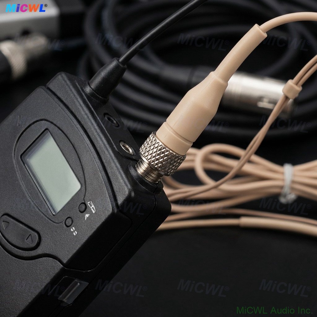 3.5mm screw-lock connector detail for Sennheiser G3 G4 wireless transmitter bodypack