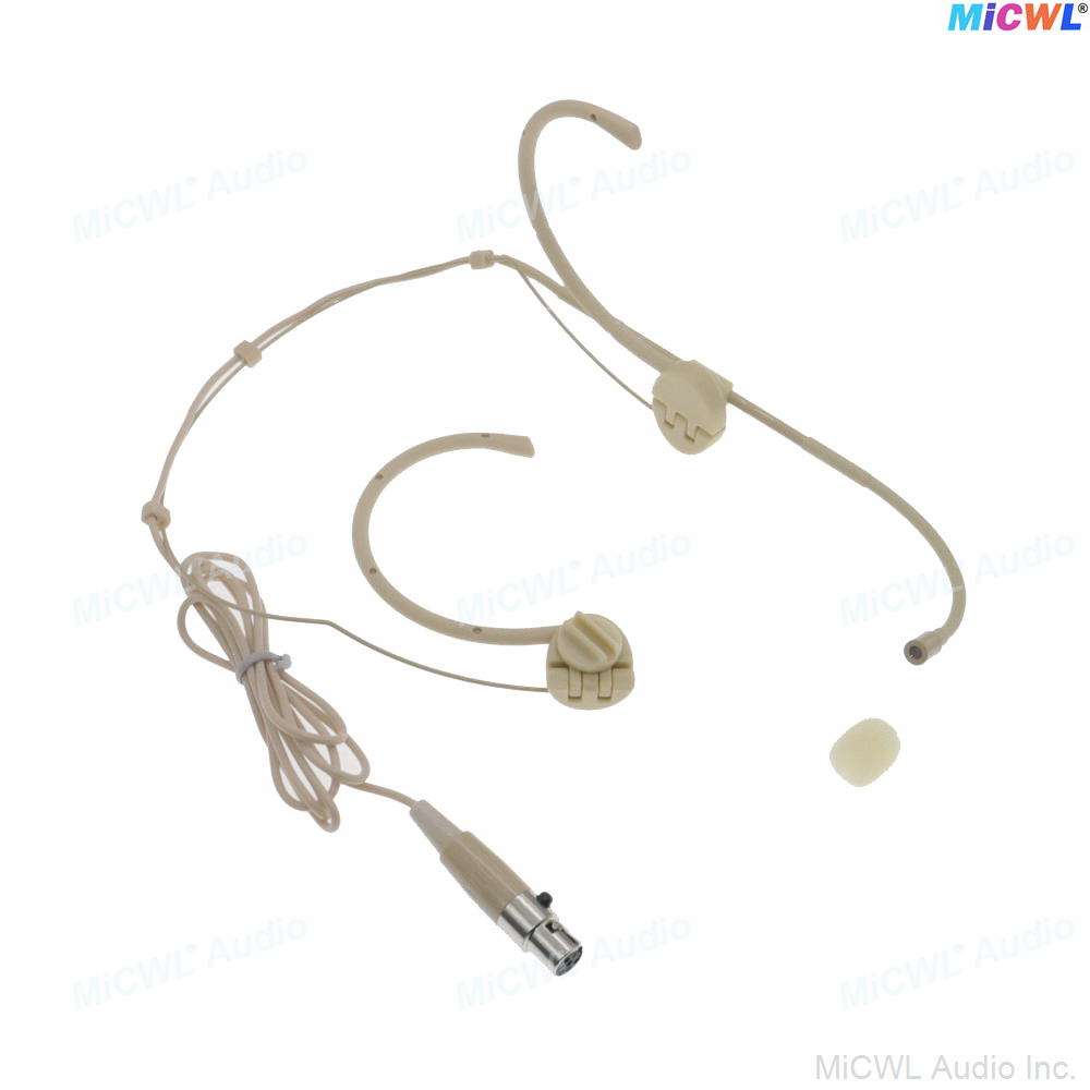 MiCWL OM12 Foldable Headset Microphone for Shure Sennheiser AKG Wireless Bodypack – Omnidirectional Condenser Ear-Hook Mic with 3.5mm TA4F TA3F Connector