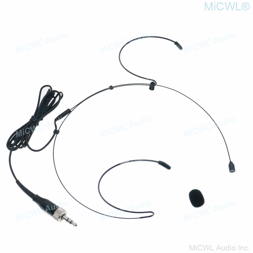 MiCWL B40 Beige Dual Ear-Hook Headset Microphone for Sennheiser 3.5mm Lock wireless bodypack - lightweight omnidirectional condenser headworn mic with flexible cable and foam windscreen for stage livestream presentation performance