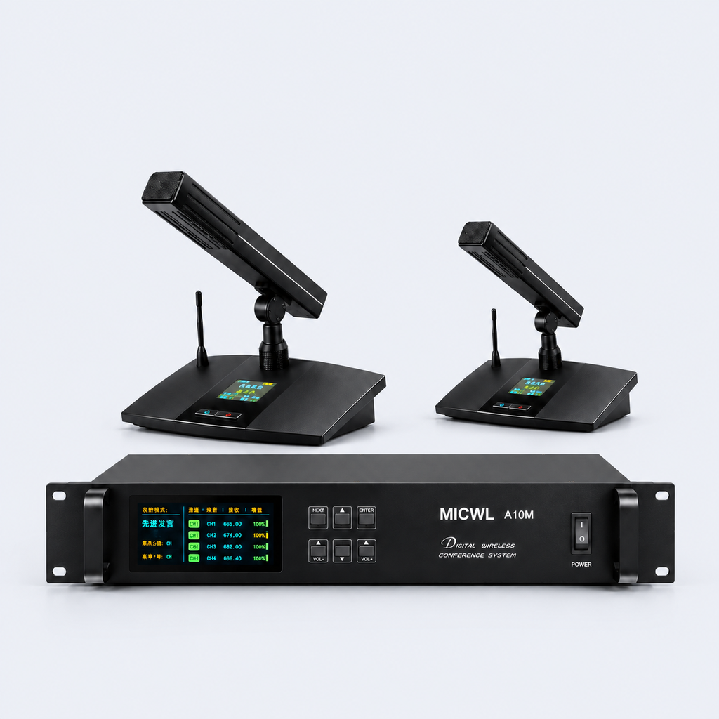 A105 Rechargeable Digital Wireless Conference System – 16 Gooseneck Mics, 1 Chairman + 15 Delegates, MiCWL A10M Series